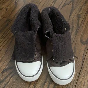Coach high top sneakers worn once great condition well kept air tight storage